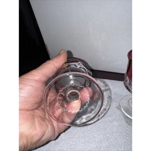 2 Vintage Tiffin Franciscan KINGS CROWN Ruby Flashed 8oz Water Goblets 5 5/8" - Picture 5 of 5